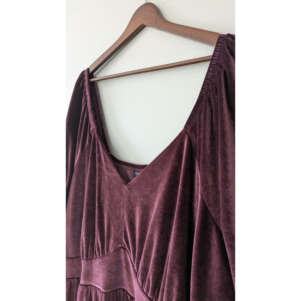Torrid Velvet Maxi Dress 4X Tiered Flutter Sleeve Whimsigoth Regency Burgundy - Picture 5 of 13